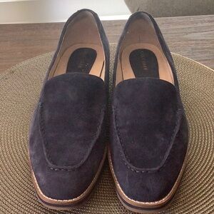 Suede Slip-On Loafers in Dark Navy - Classic Women's Shoes